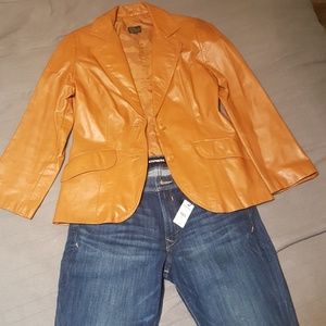 Vintage 100% Leather  Butterscotch Blazer.
